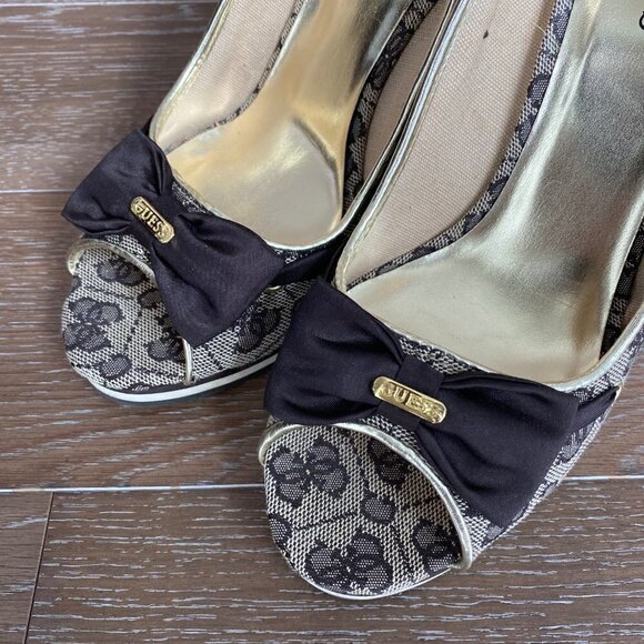 Guess Monogram Peep Toe Wedges | 9.5M - Picture 3 of 9